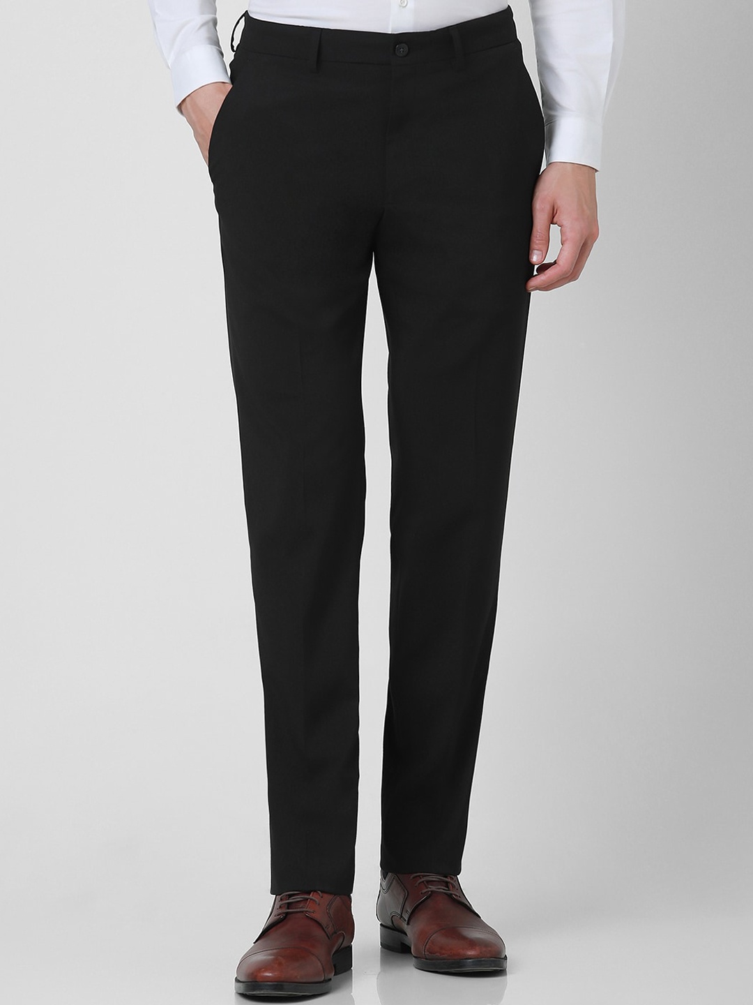 

Van Heusen Men Mid Rise Slim Fit Formal Trousers, Black