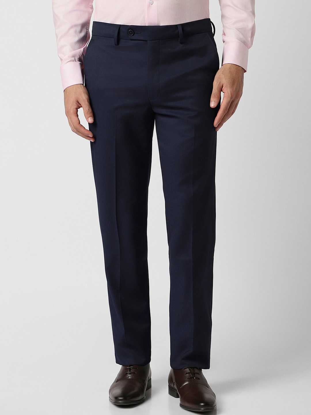 

Van Heusen Men Mid Rise Slim Fit Formal Trousers, Navy blue