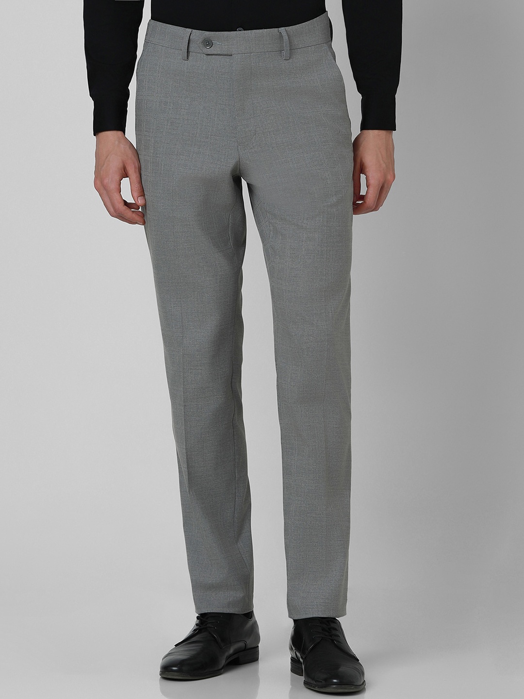 

Van Heusen Men Checked Mid Rise Slim Fit Formal Trousers, Grey