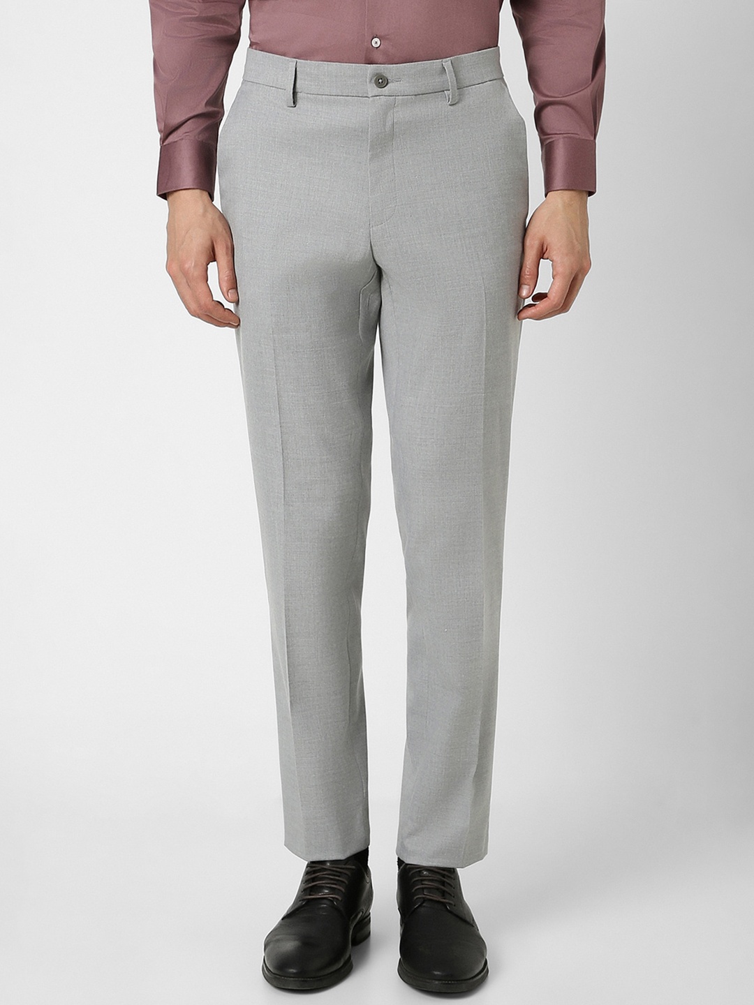 

Van Heusen Men Mid Rise Slim Fit Formal Trousers, Grey