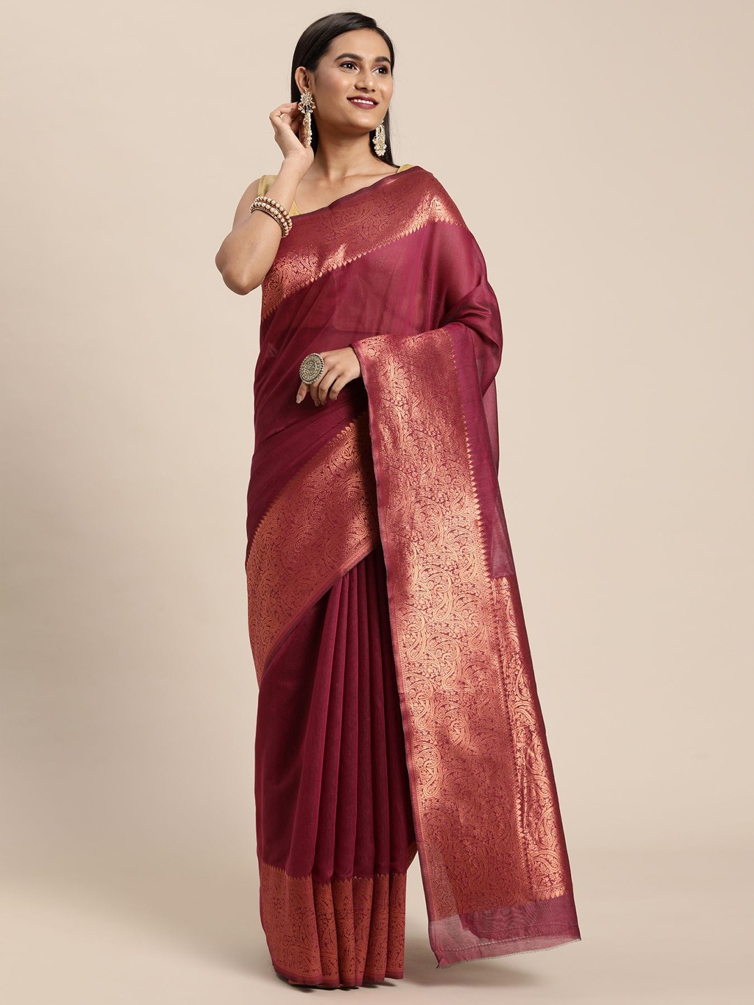 

Dori Art Silk Designer Zari Banarasi Saree, Burgundy