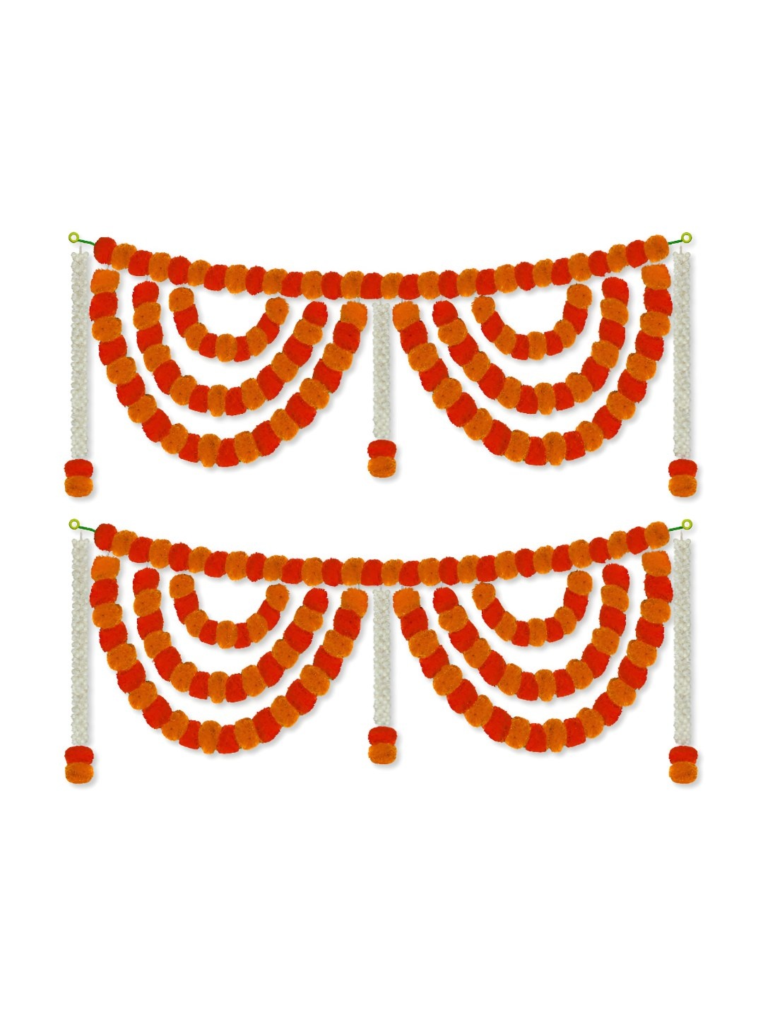 

iHandikart Orange 2 Pieces Marigold With Jasmine Hanging Toran Artificial Flower