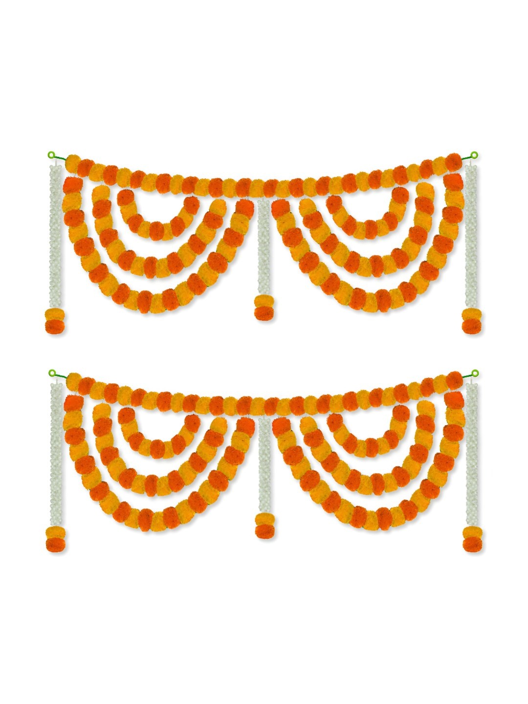 

iHandikart Yellow 2 Pieces Marigold With Jasmine Hanging Toran Artificial Flower