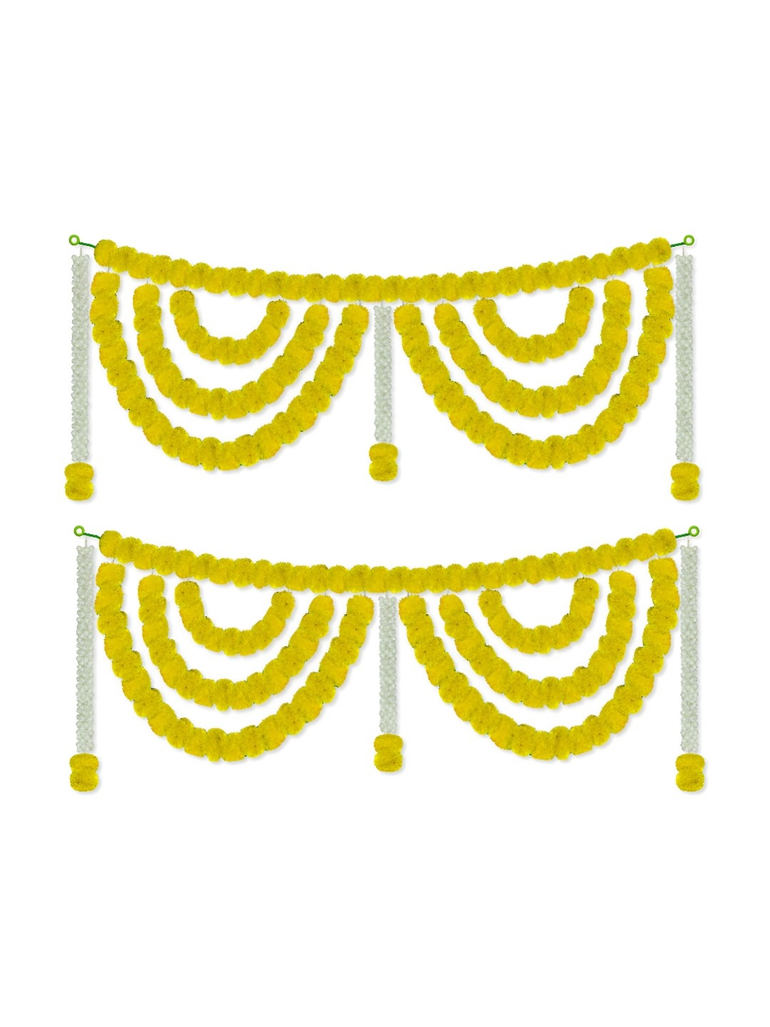 

iHandikart Yellow 2 Pieces Marigold With Jasmine Hanging Toran Artificial Flower