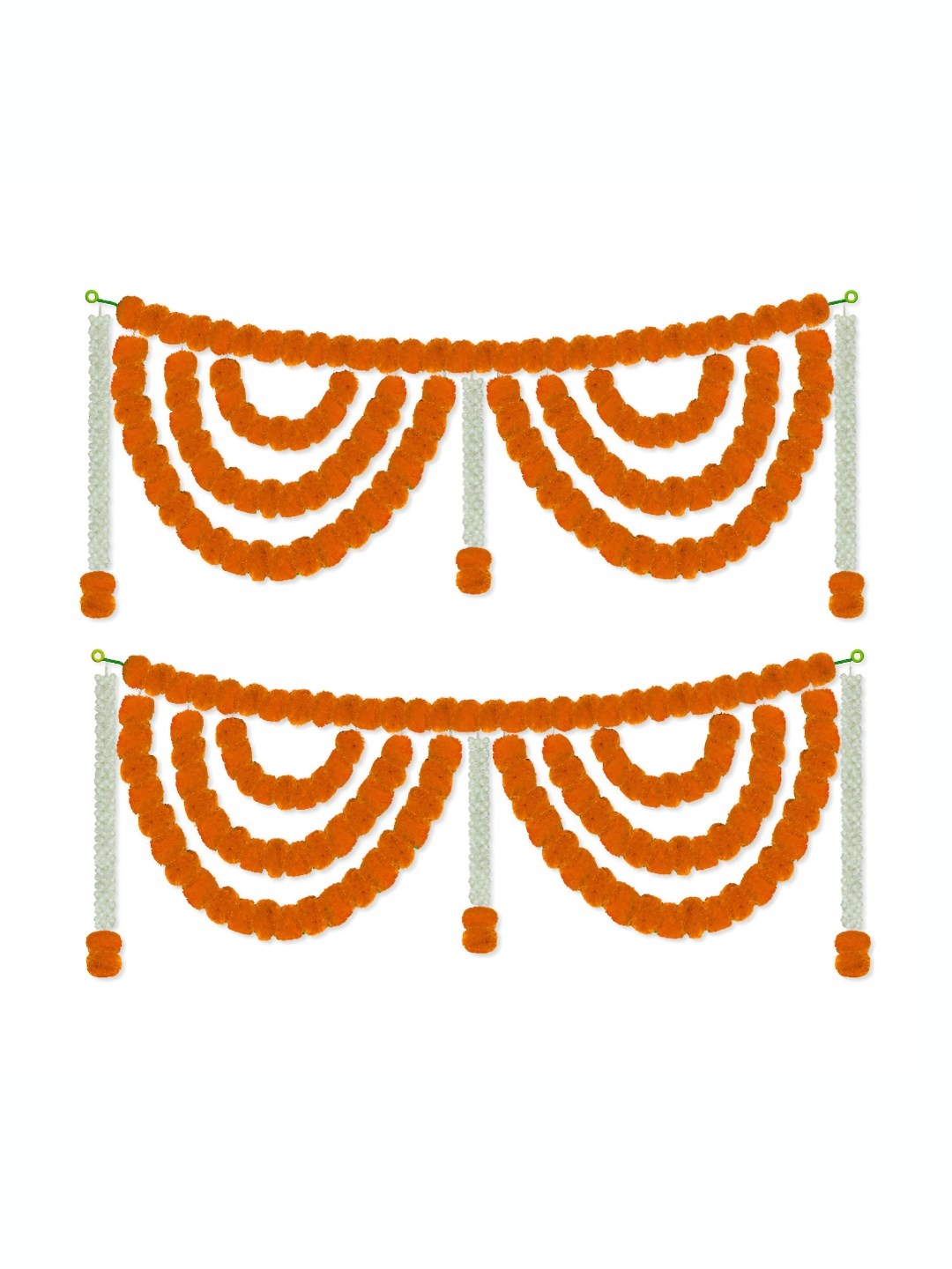 

iHandikart Orange 2 Pieces Marigold With Jasmine Hanging Toran Artificial Flower