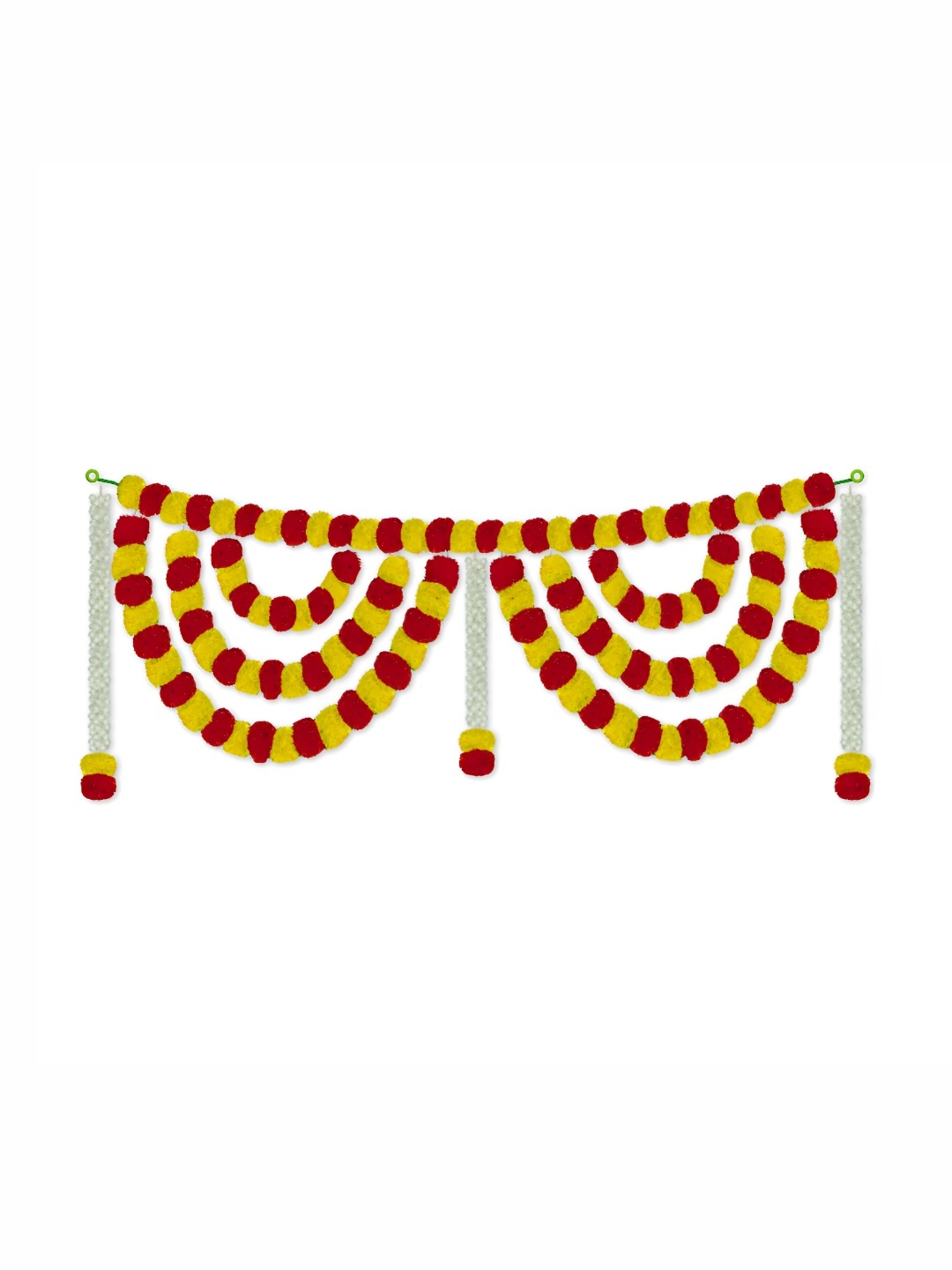 

iHandikart Yellow Red Hanging Marigold With Jasmine Garland Artificial Flower