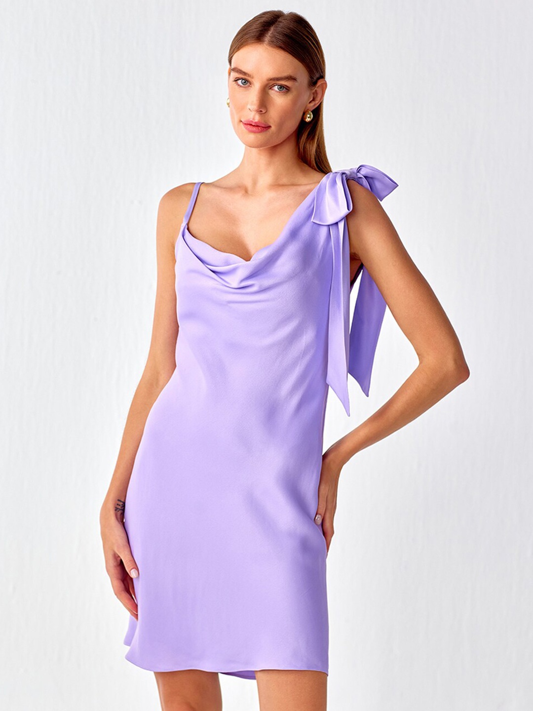 

COVER STORY Sleeveless Satin Slip Mini Dress, Purple