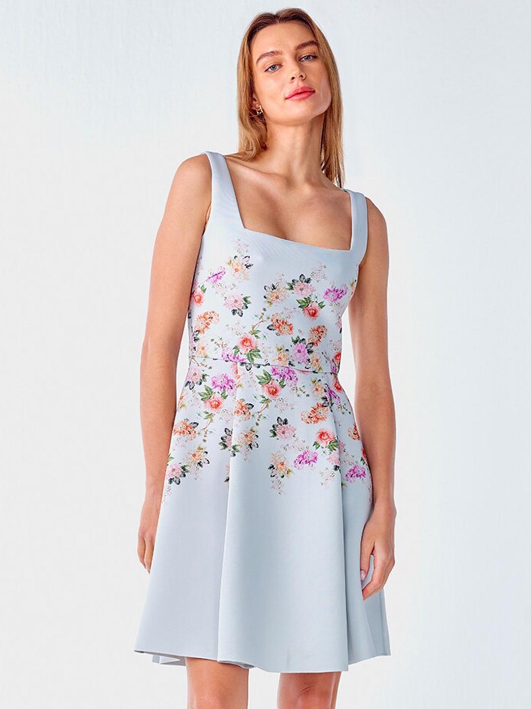 

COVER STORY Floral Printed Fit & Flare Dress, Blue