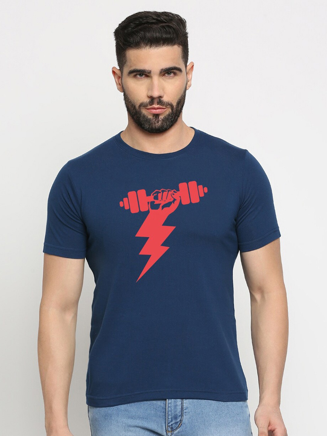 

MOD ECRU Graphic Printed Cotton T-shirt, Blue