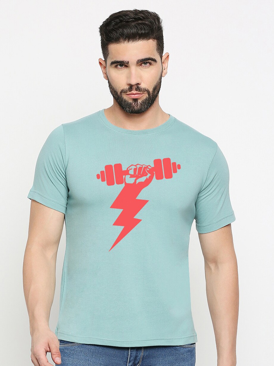 

MOD ECRU Graphic Printed Cotton T-shirt, Green