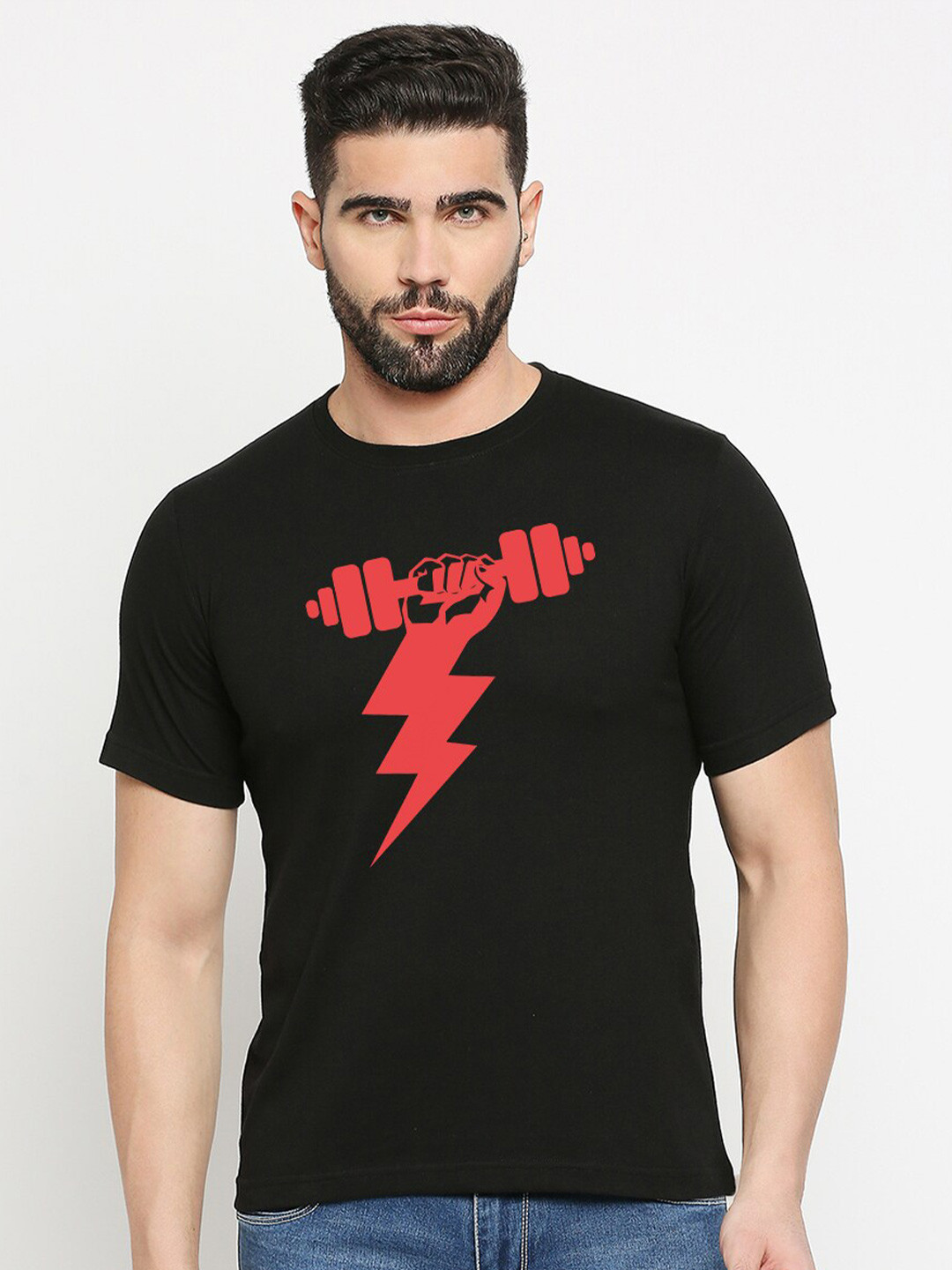 

MOD ECRU Graphic Printed Cotton T-shirt, Black