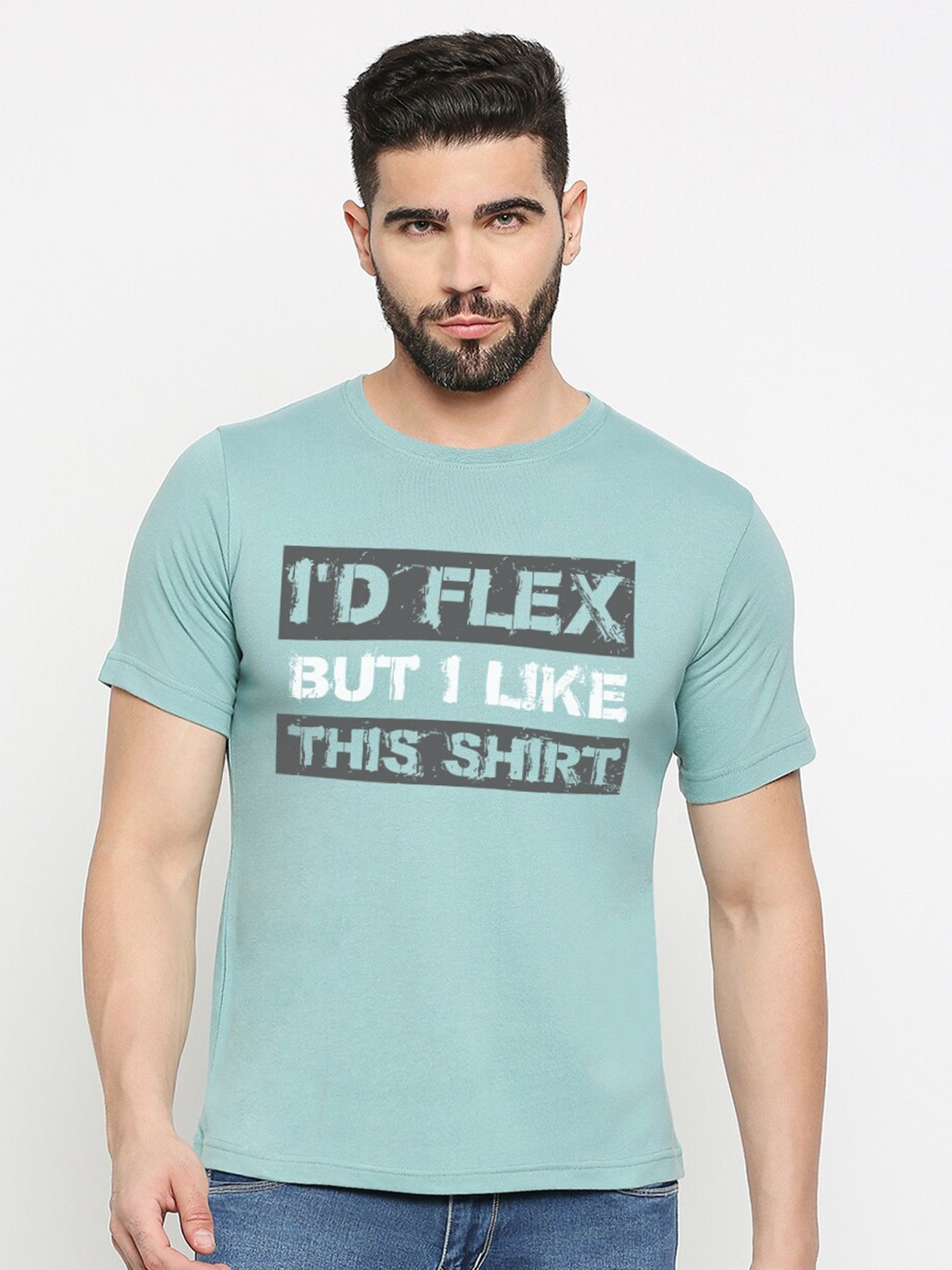 

MOD ECRU Typography Printed Cotton T-shirt, Green
