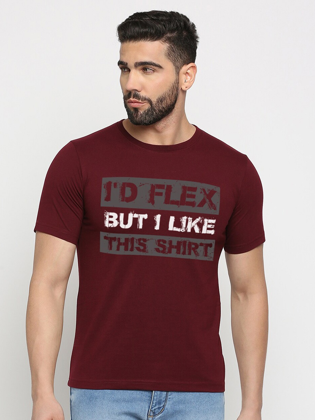 

MOD ECRU Typography Printed Cotton T-shirt, Maroon