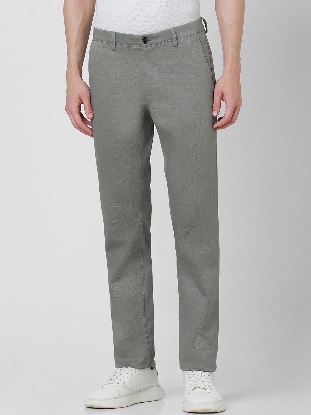 

Van Heusen Sport Men Textured Pure Cotton Slim Fit Trousers, Grey