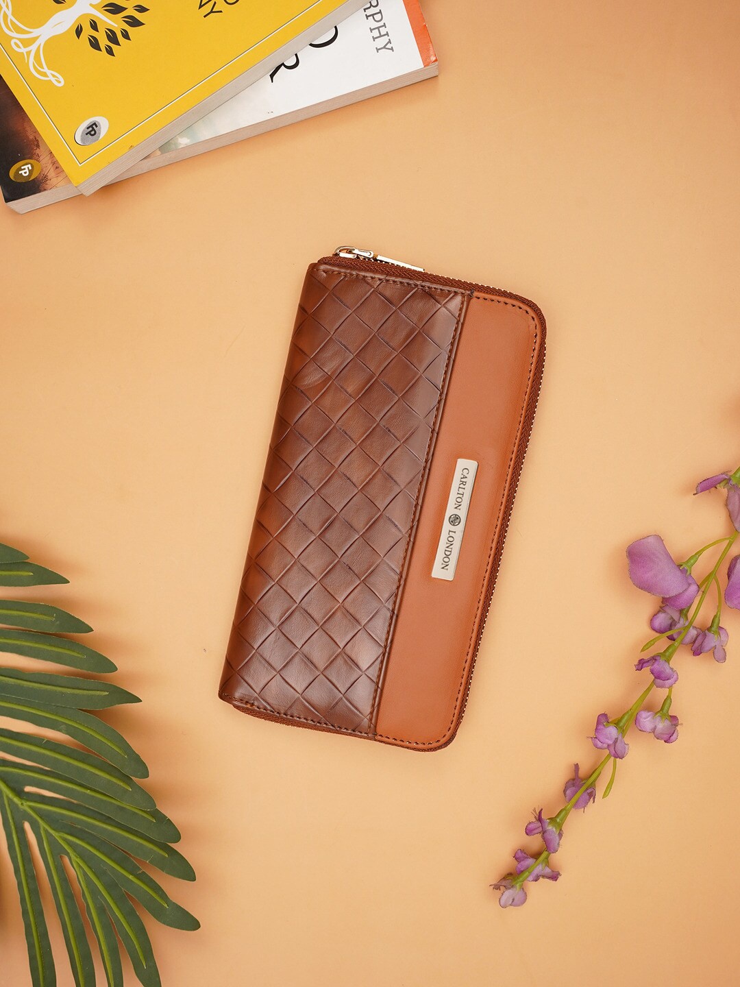 

Carlton London Quilted Zip Around Wallet, Tan