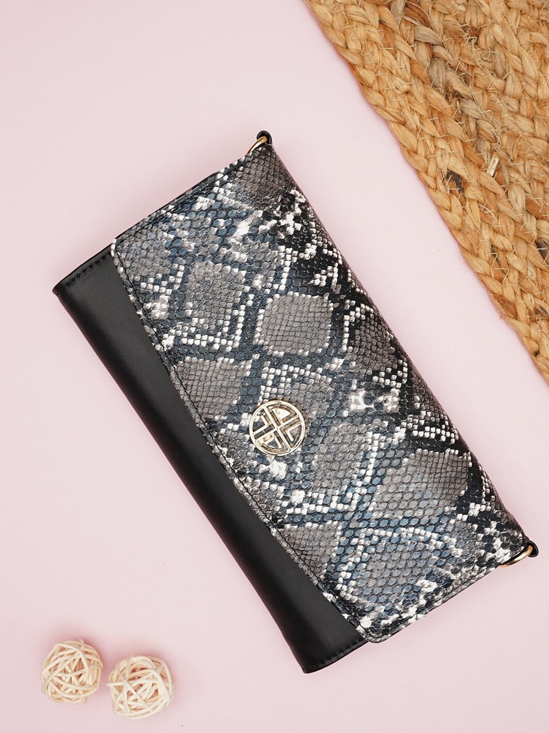 

Carlton London Animal Printed PU Two Fold Wallet, Black