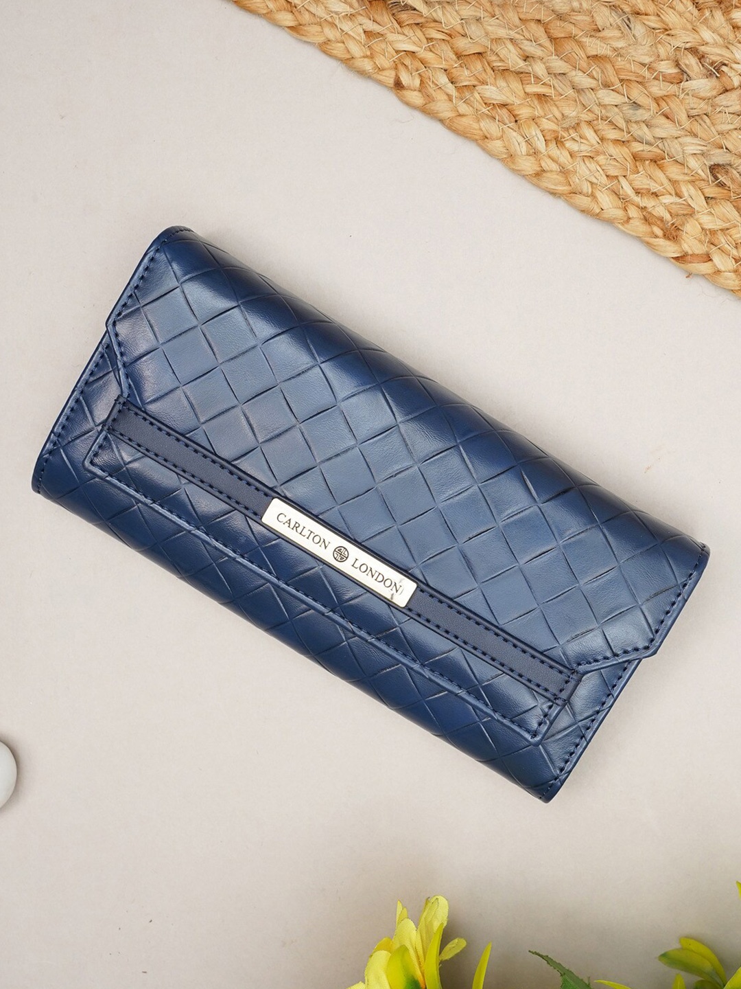 

Carlton London Women Textured Envelope Wallet, Navy blue