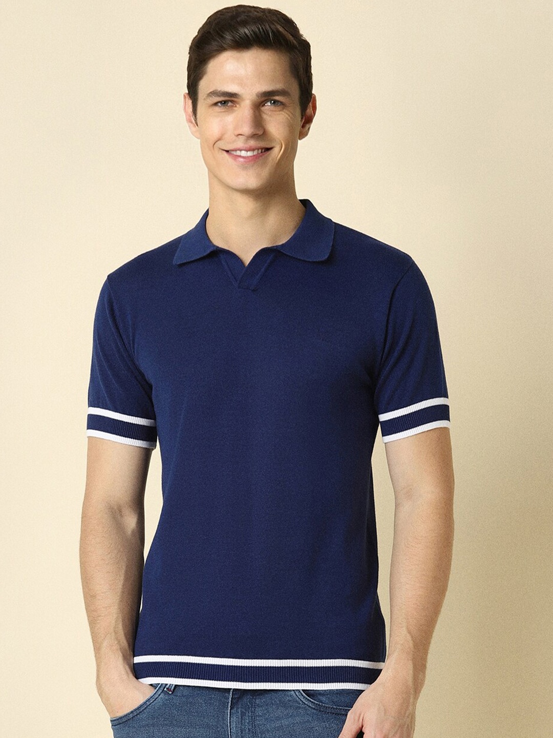 

Allen Solly Polo Collar Pure Cotton T-shirt, Blue