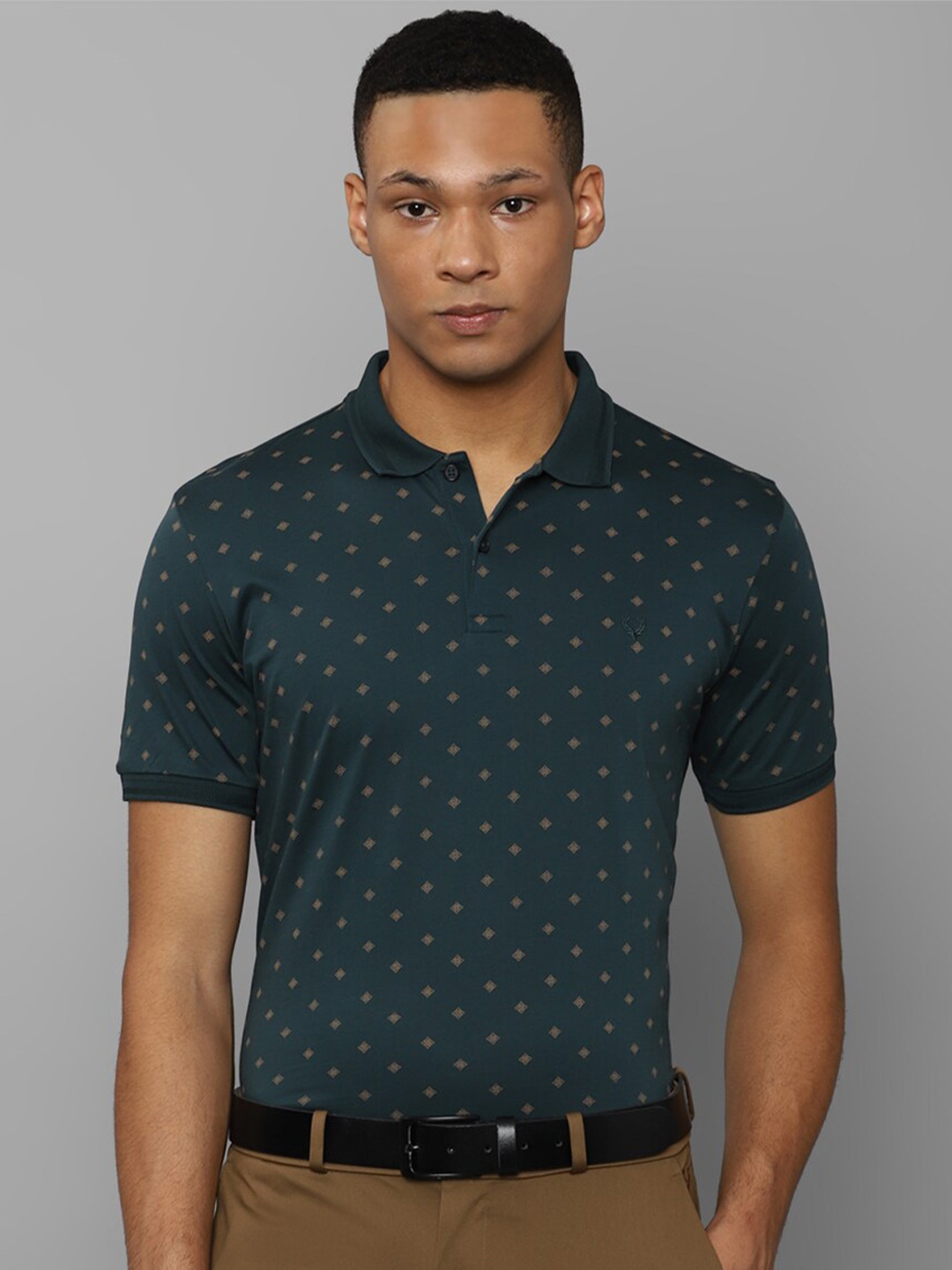 

Allen Solly Micro Ditsy Printed Polo Collar Pure Cotton T-shirt, Green