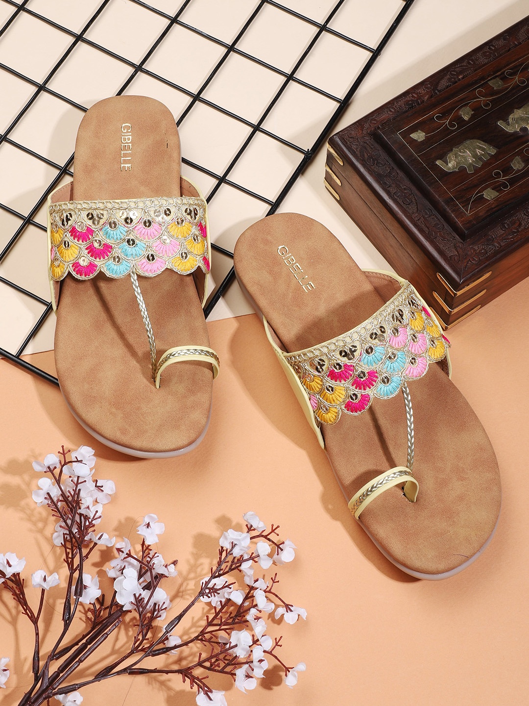 

Gibelle Embellished One Toe Flats, Yellow