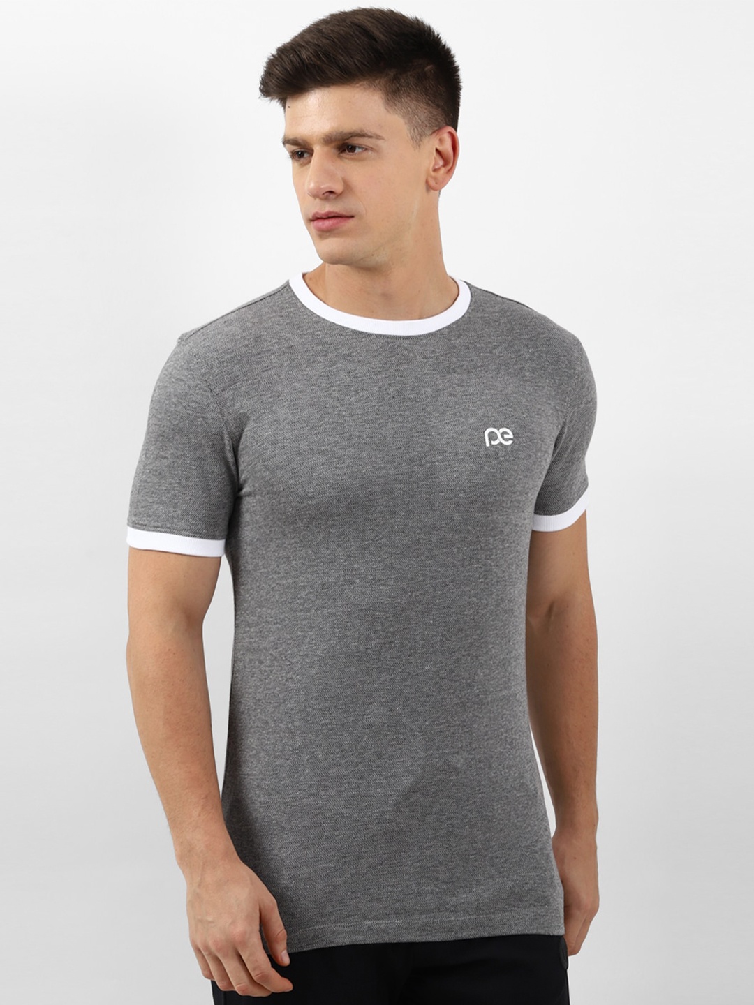 

Peter England Casuals Round Neck Slim Fit T-shirt, Grey