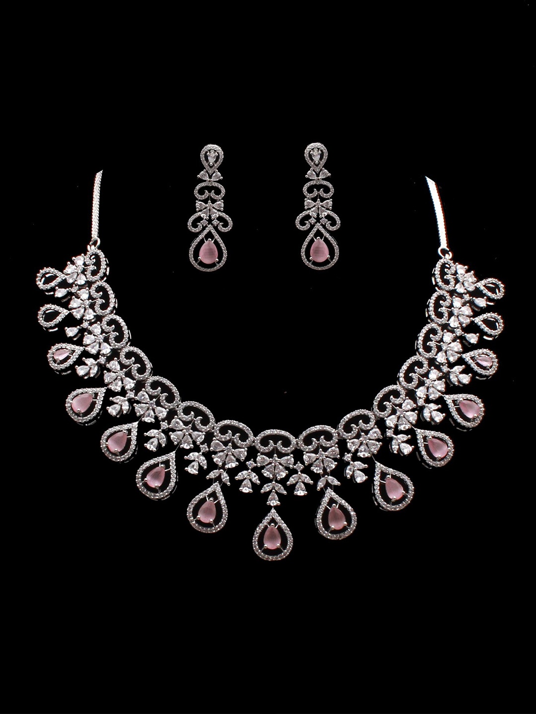 

Mirana Rhodium-Plated CZ-Studded Jewellery Set, Silver