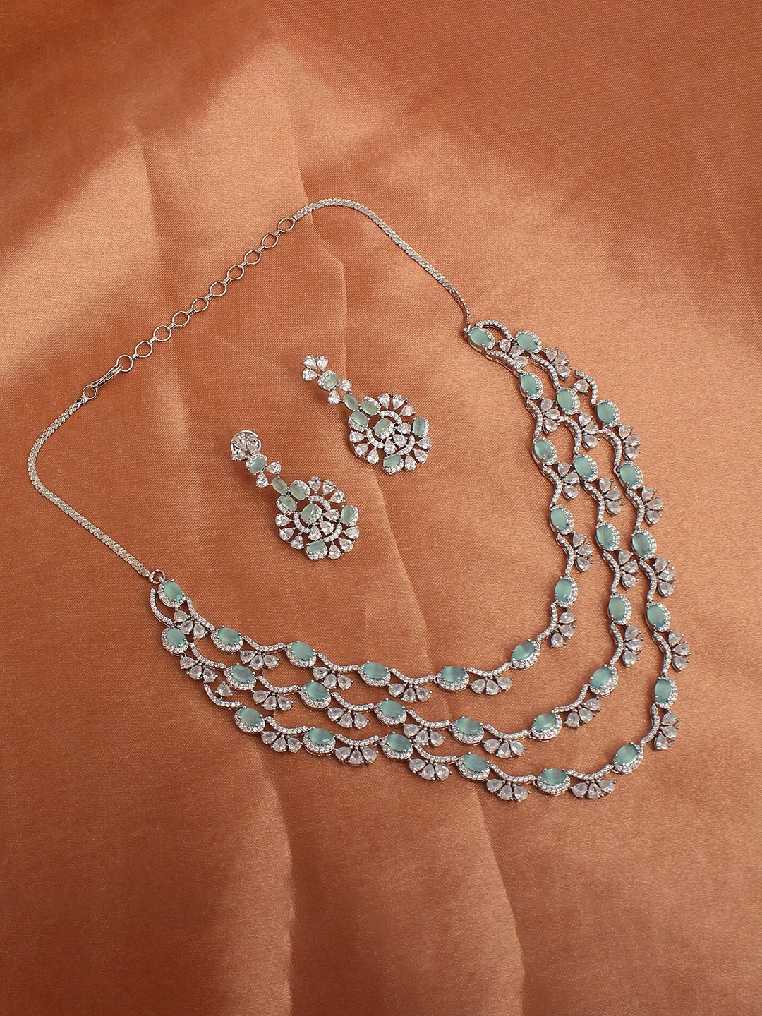 

Mirana Rhodium Plated Cubic Zirconia Jewellery Set, Silver