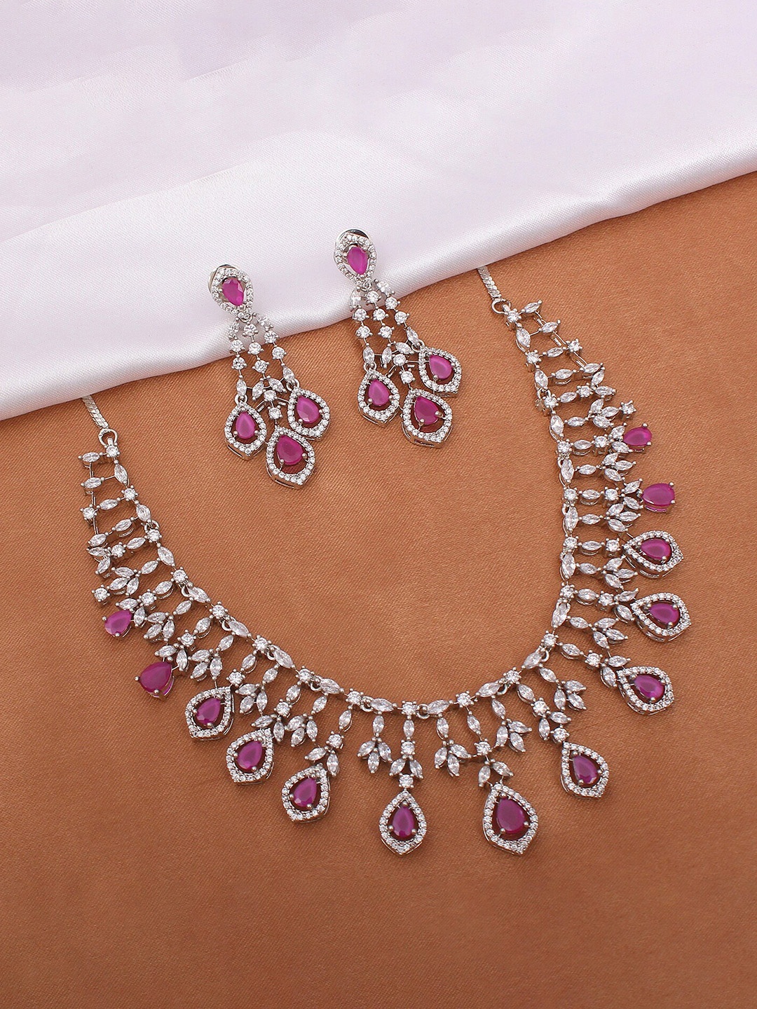 

Mirana Rhodium Plated Cubic Zirconia Jewellery Set, Silver