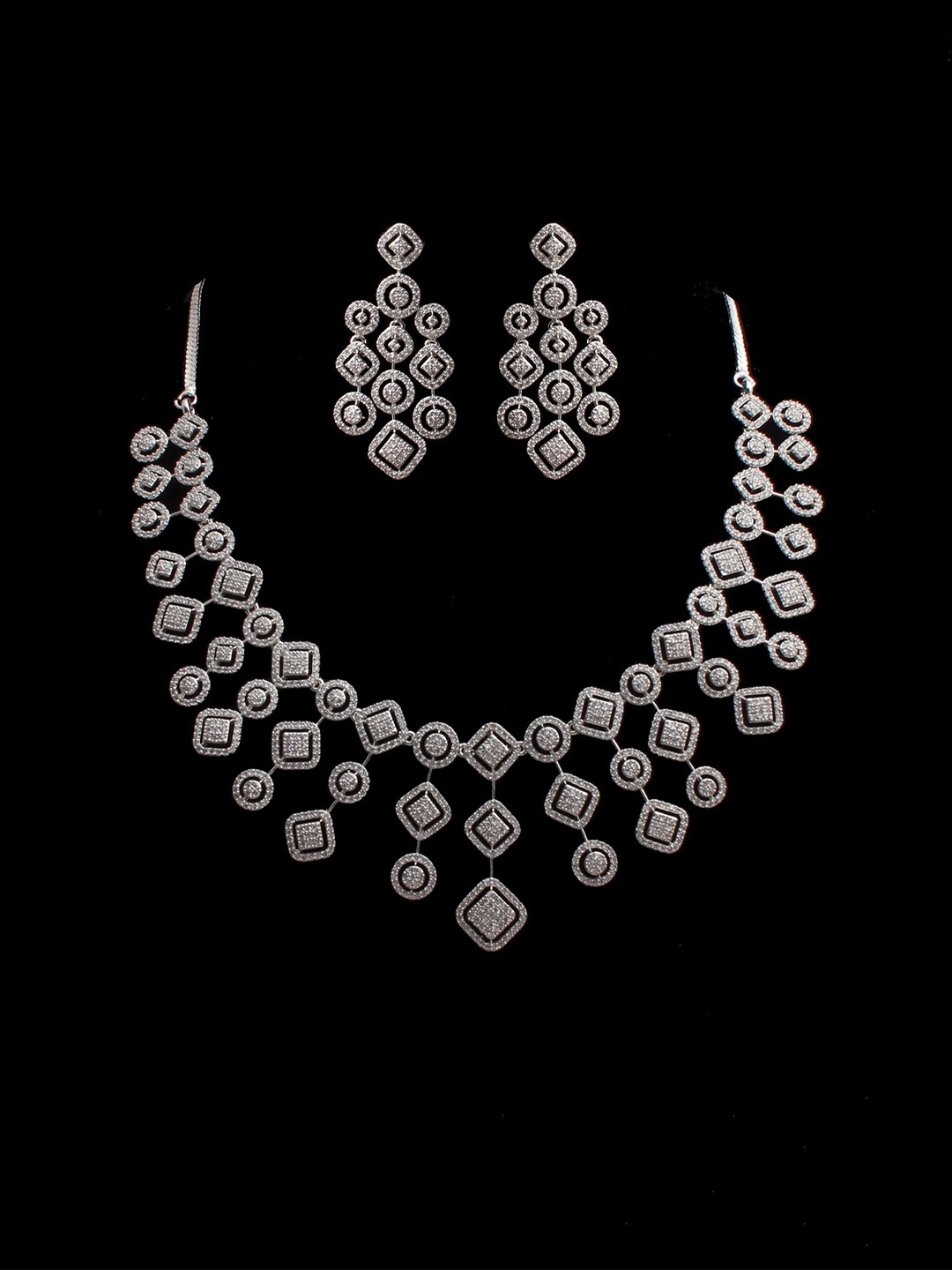 

Mirana Rhodium-Plated CZ-Studded Jewellery Set, White