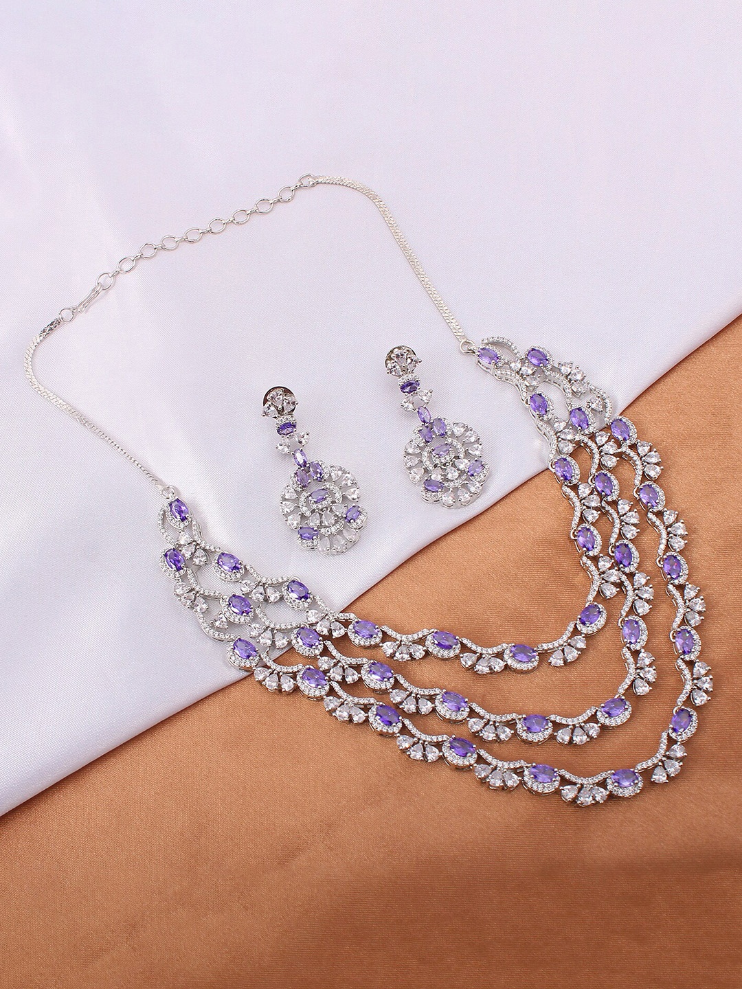 

Mirana Rhodium Plated Cubic Zirconia Jewellery Set, Silver