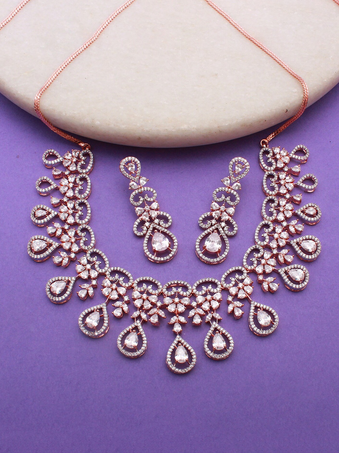 

Mirana Rose Gold Plated Cubic Zirconia Jewellery Set