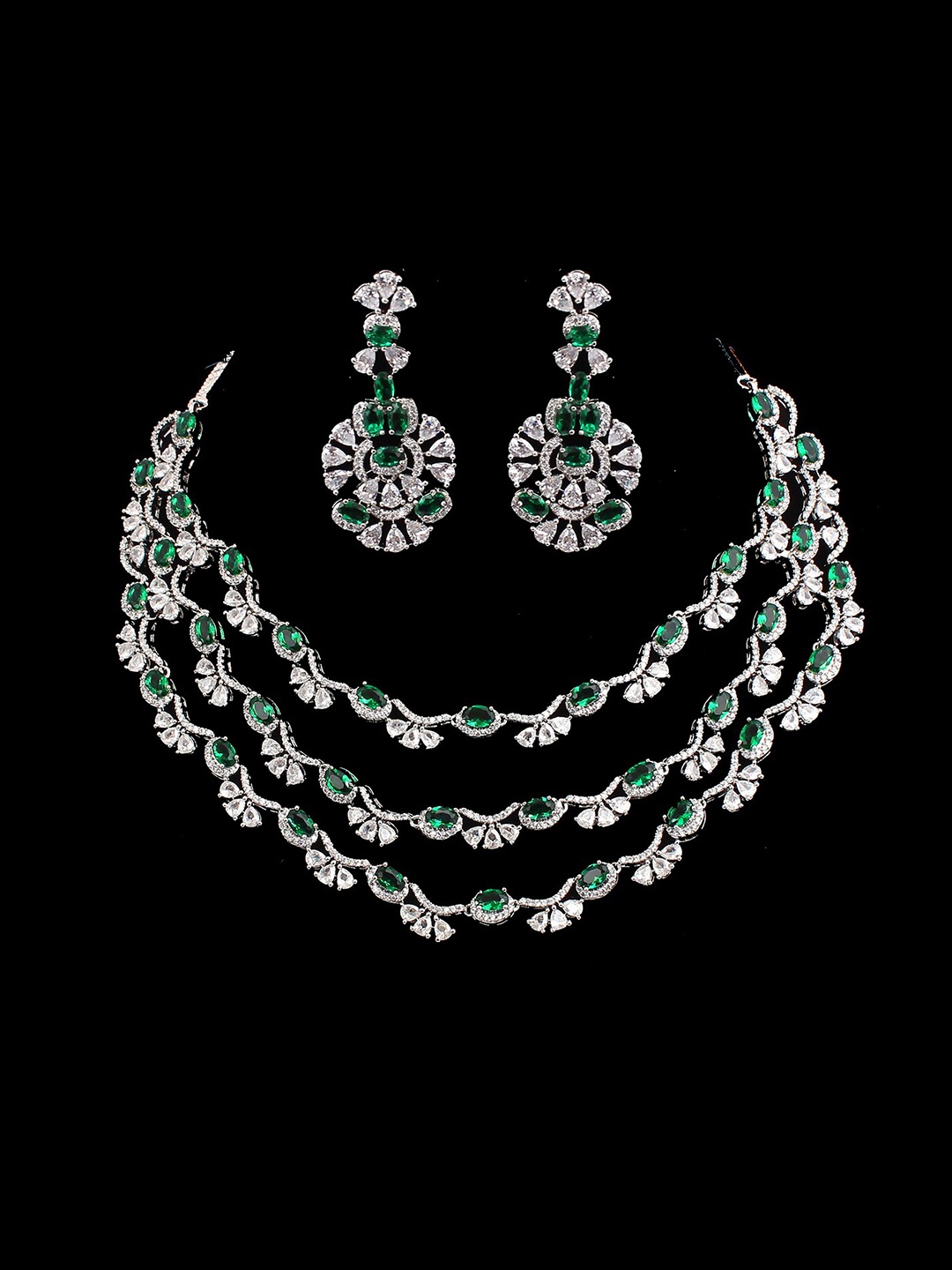 

Mirana Rhodium Plated Cubic Zirconia Jewellery Set, Silver