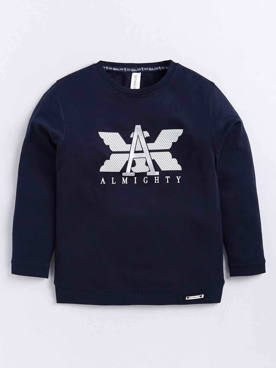 

Ginie Boys Graphic Printed Cotton T-shirt, Navy blue
