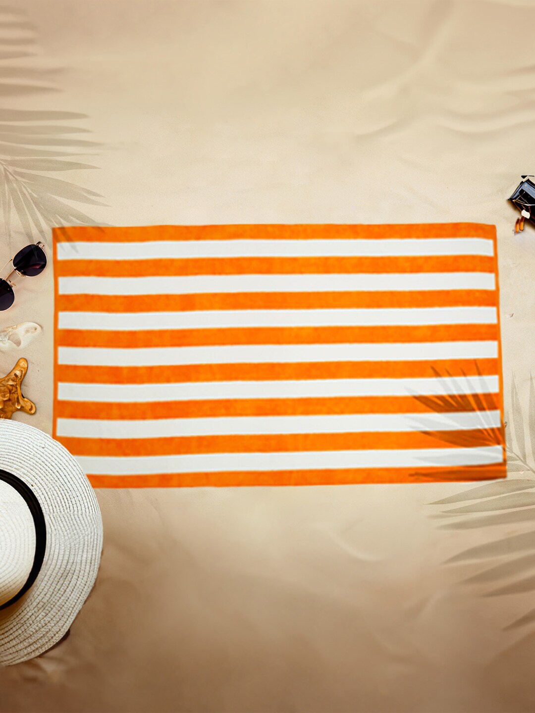 

MYTRIDENT Classic Cabana Blue & White Striped Pure Cotton Bath Towel, Mustard