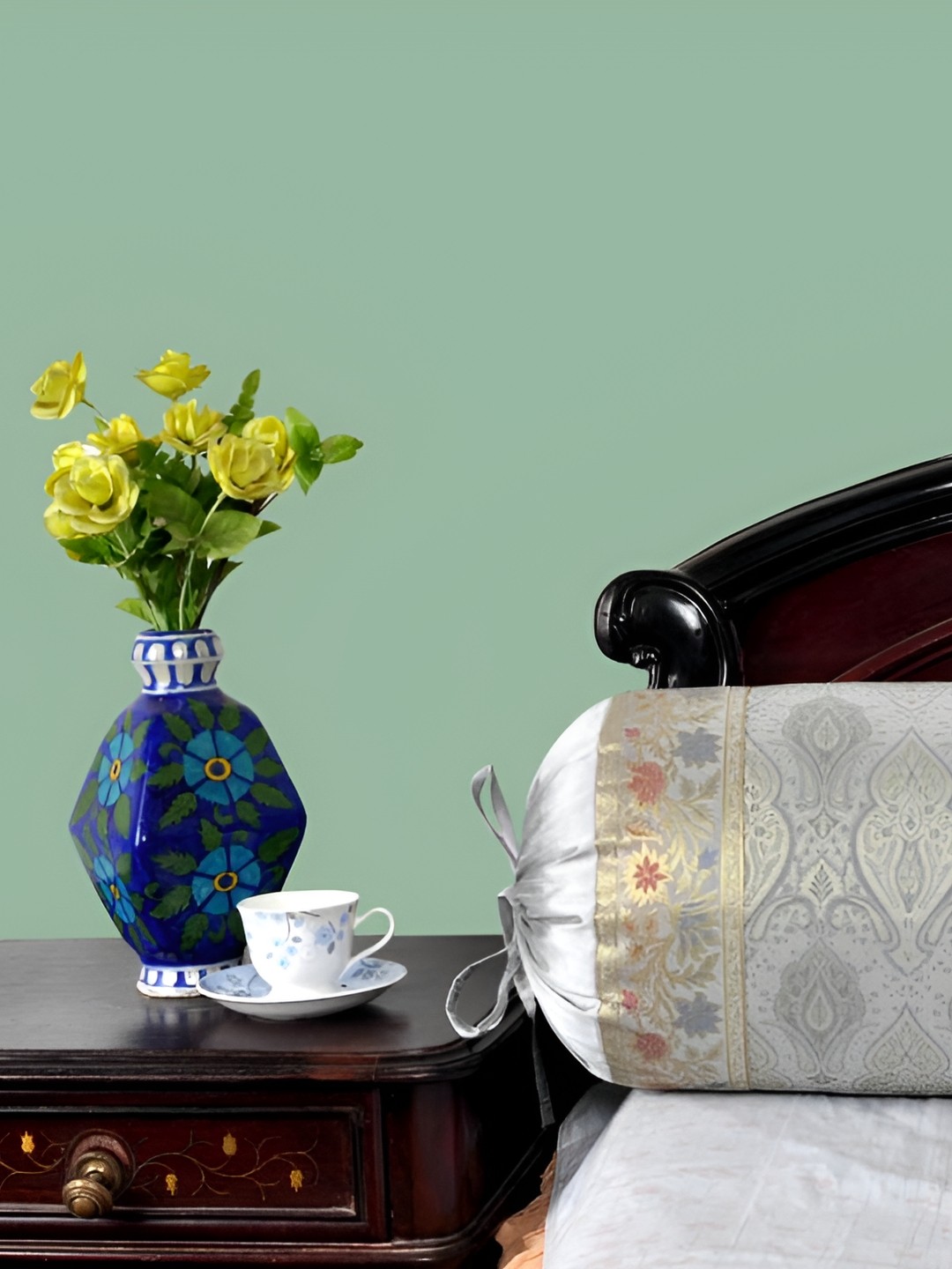 

Lal Haveli Grey & Beige Woven Design Bolster Covers