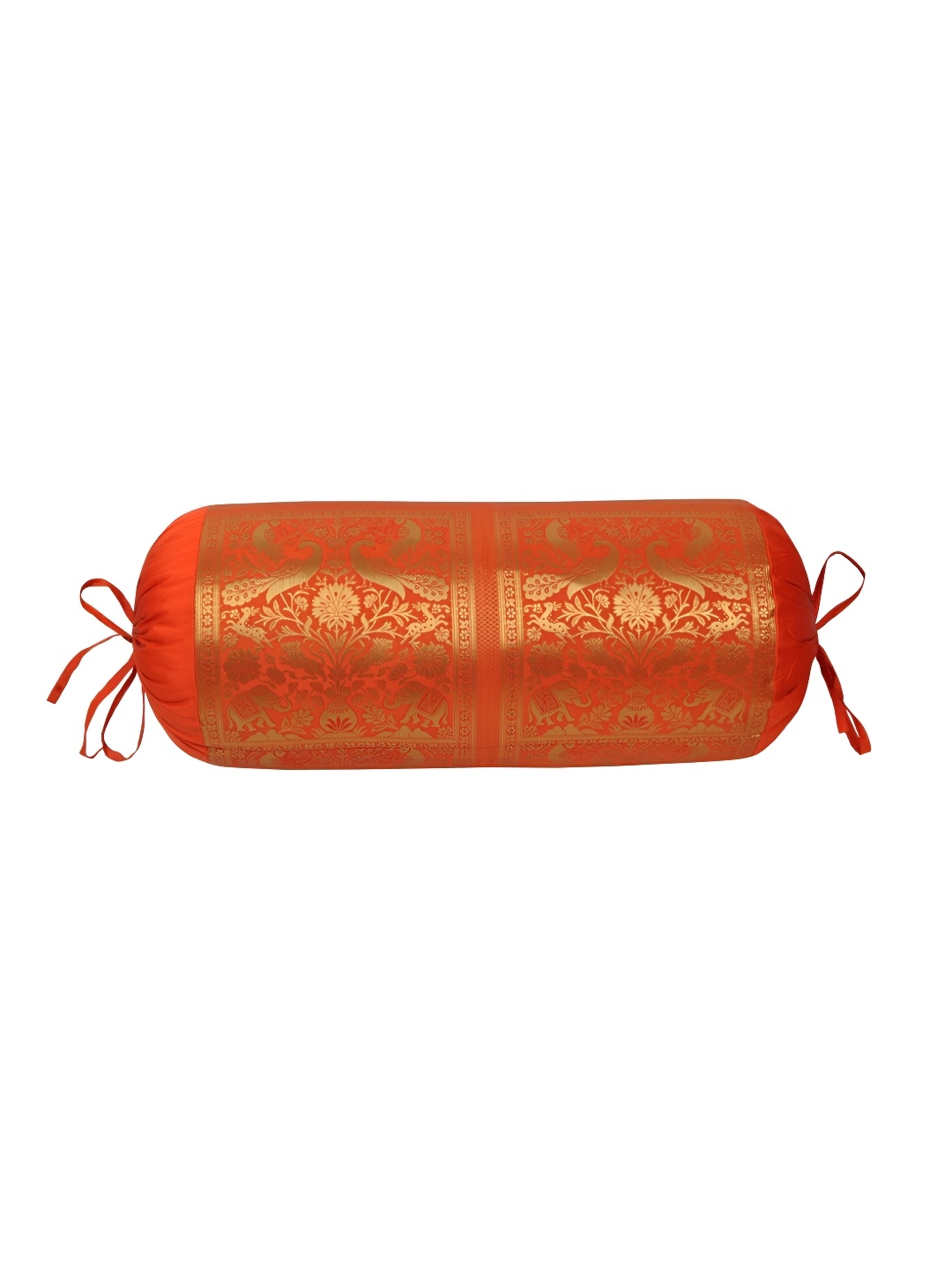 

Lal Haveli Orange-Coloured & Beige Woven Design Bolster Covers