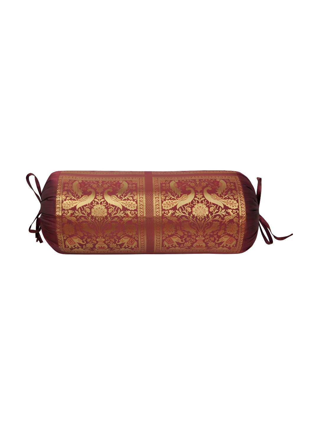 

Lal Haveli Maroon-Coloured & Beige Woven Design Bolster Covers