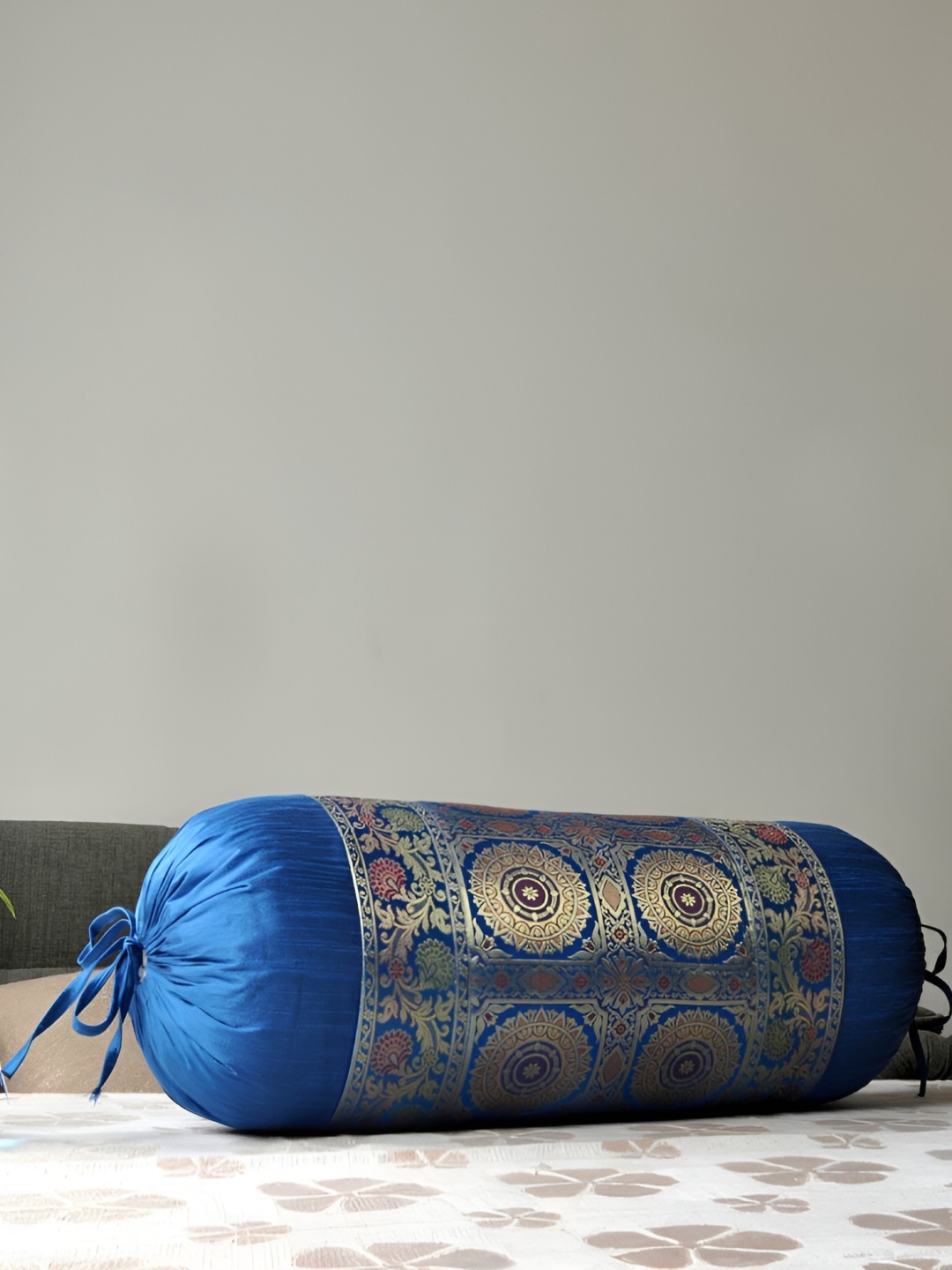 

Lal Haveli Turquoise Blue & Beige Woven Design Bolster Covers