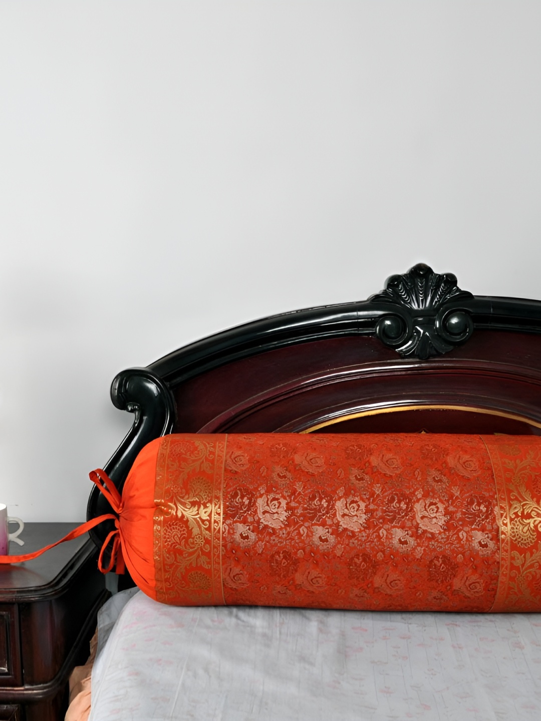 

Lal Haveli Orange-Coloured & Beige Woven Design Bolster Covers