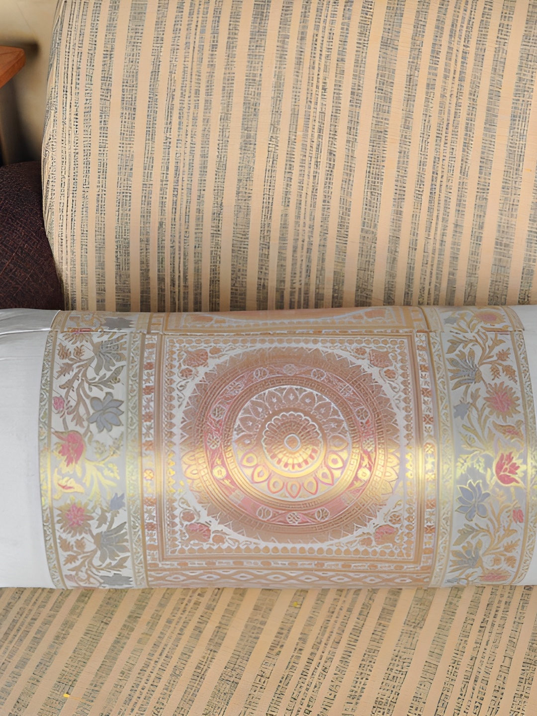 

Lal Haveli Grey & Beige Woven Design Bolster Covers