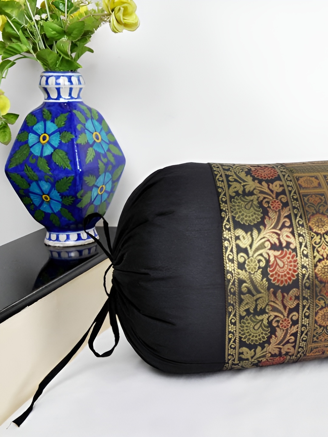 

Lal Haveli Black & Beige Woven Design Bolster Covers