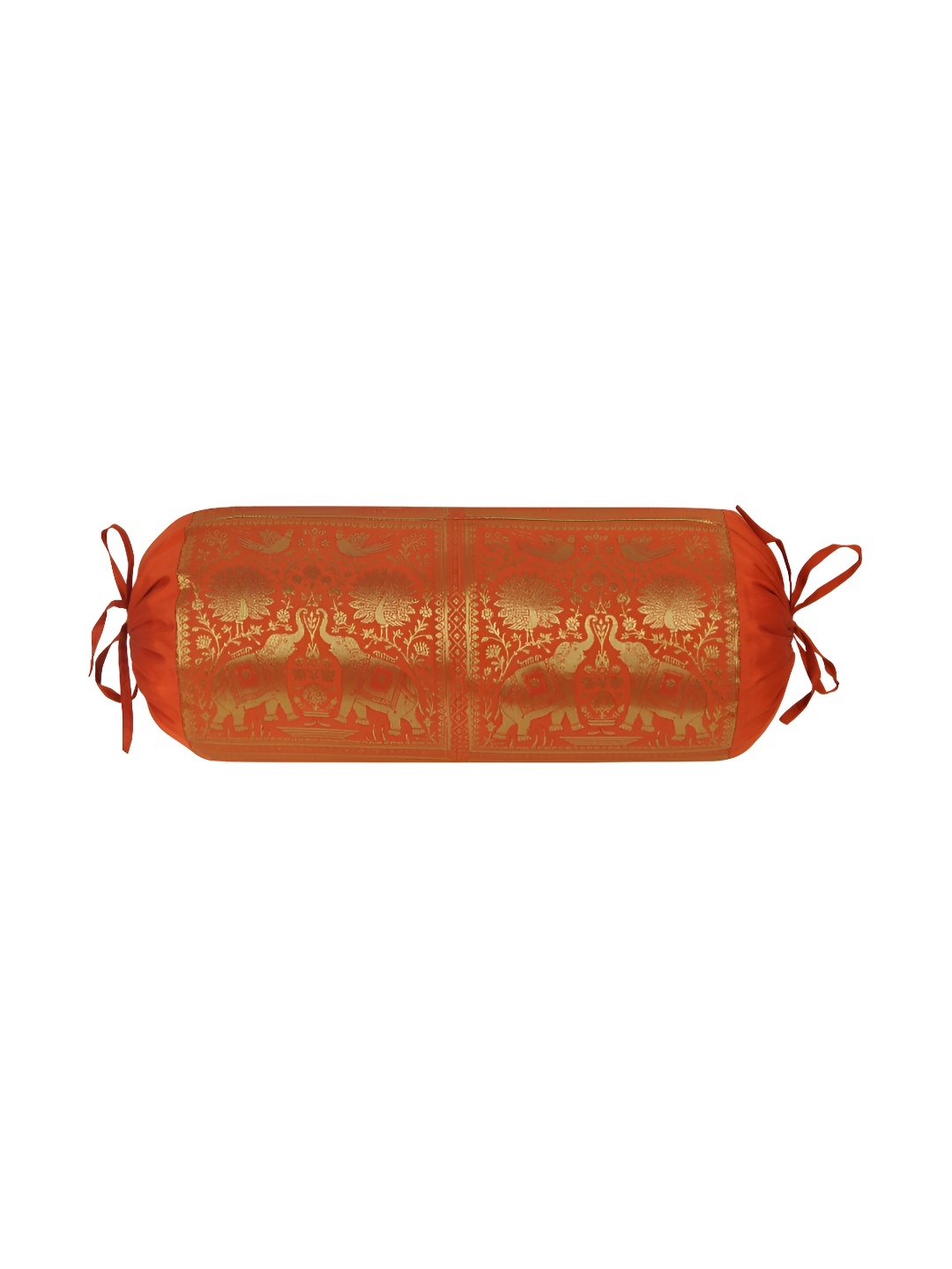

Lal Haveli Orange-Coloured & Beige Woven Design Bolster Covers