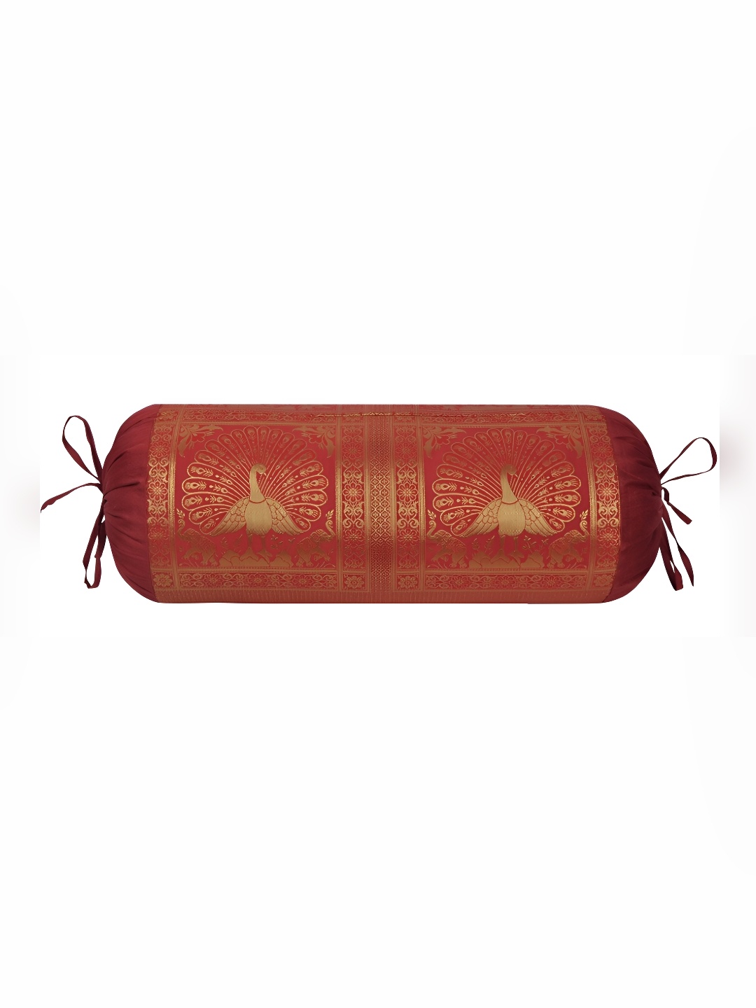 

Lal Haveli Maroon-Coloured & Beige Woven Design Bolster Covers