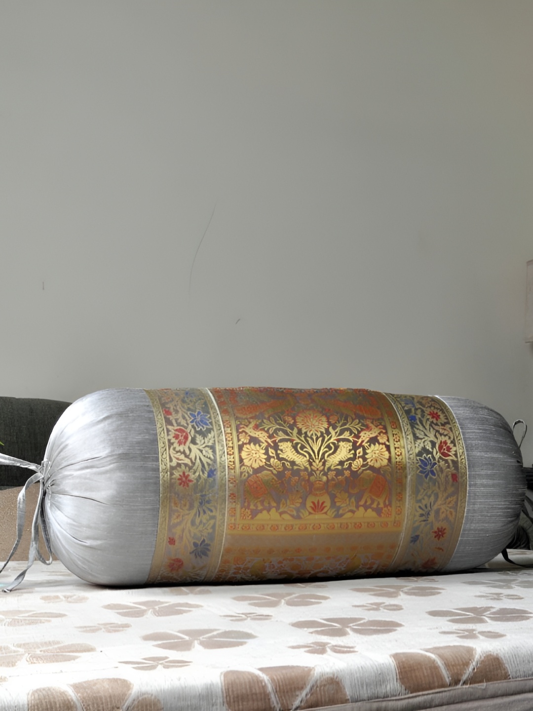 

Lal Haveli Grey & Beige Woven Design Bolster Covers