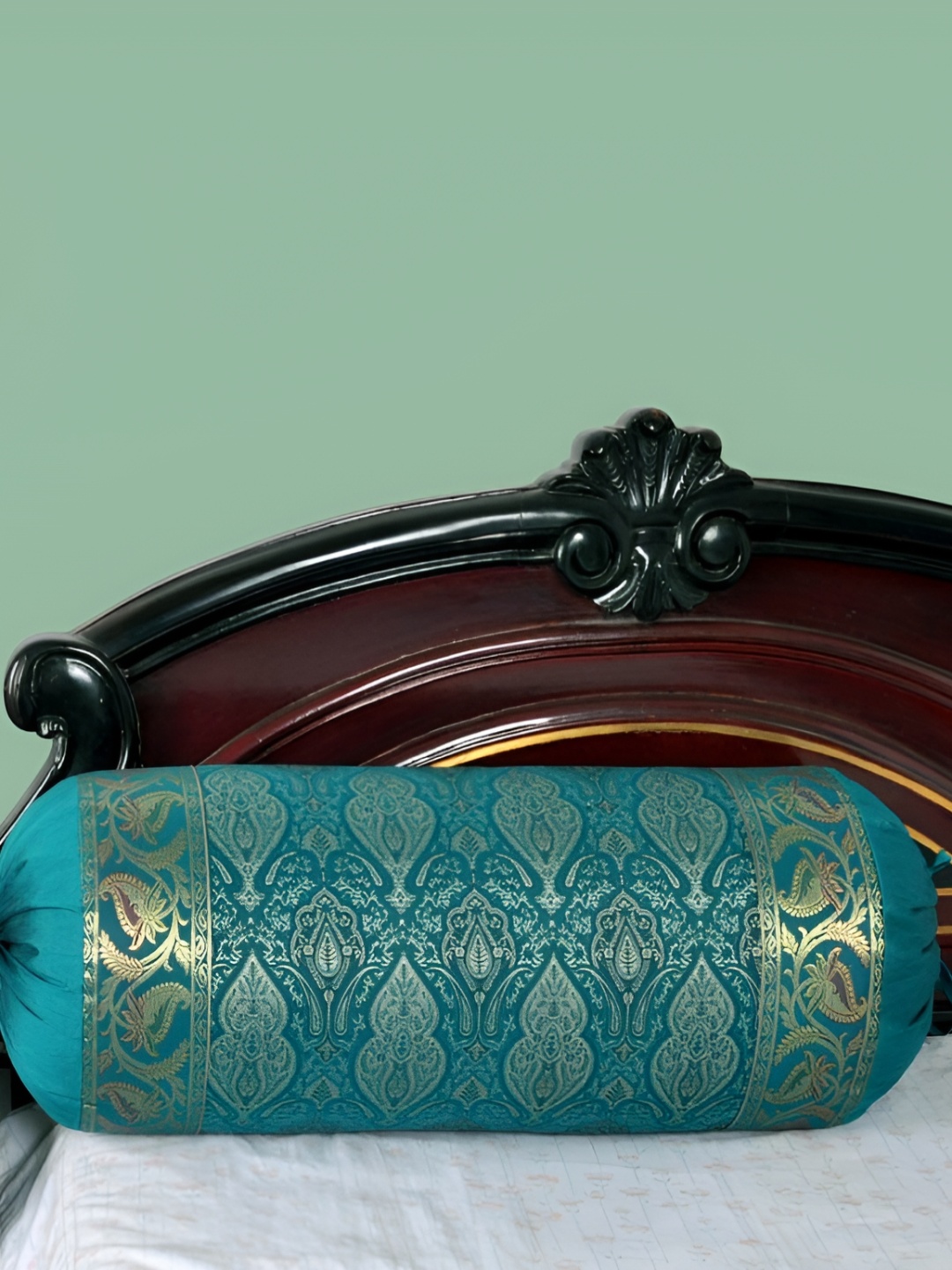 

Lal Haveli Green & Beige Woven Design Bolster Covers