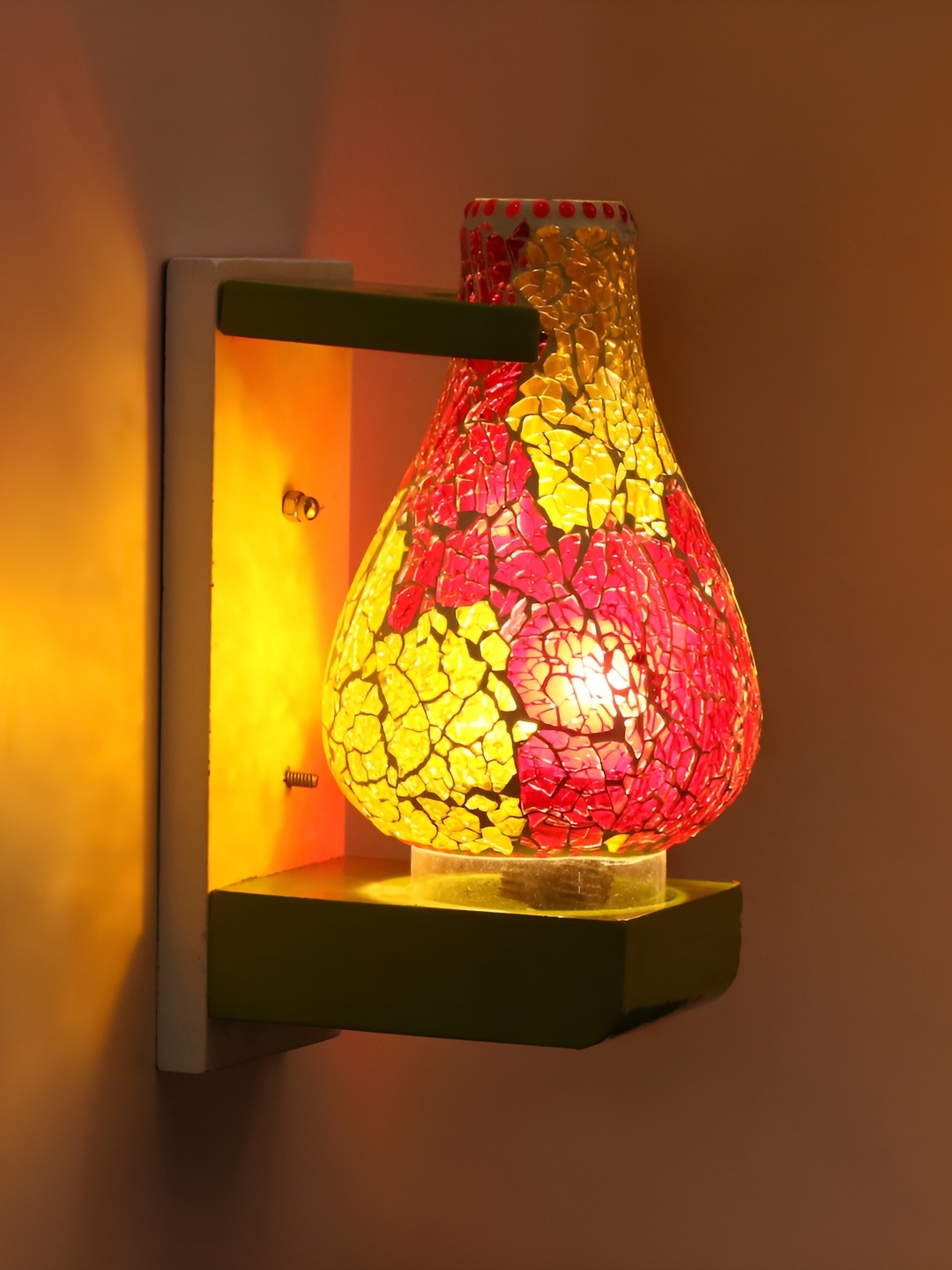 

Afast Yellow & Red Abstract Glass Wall Lamp