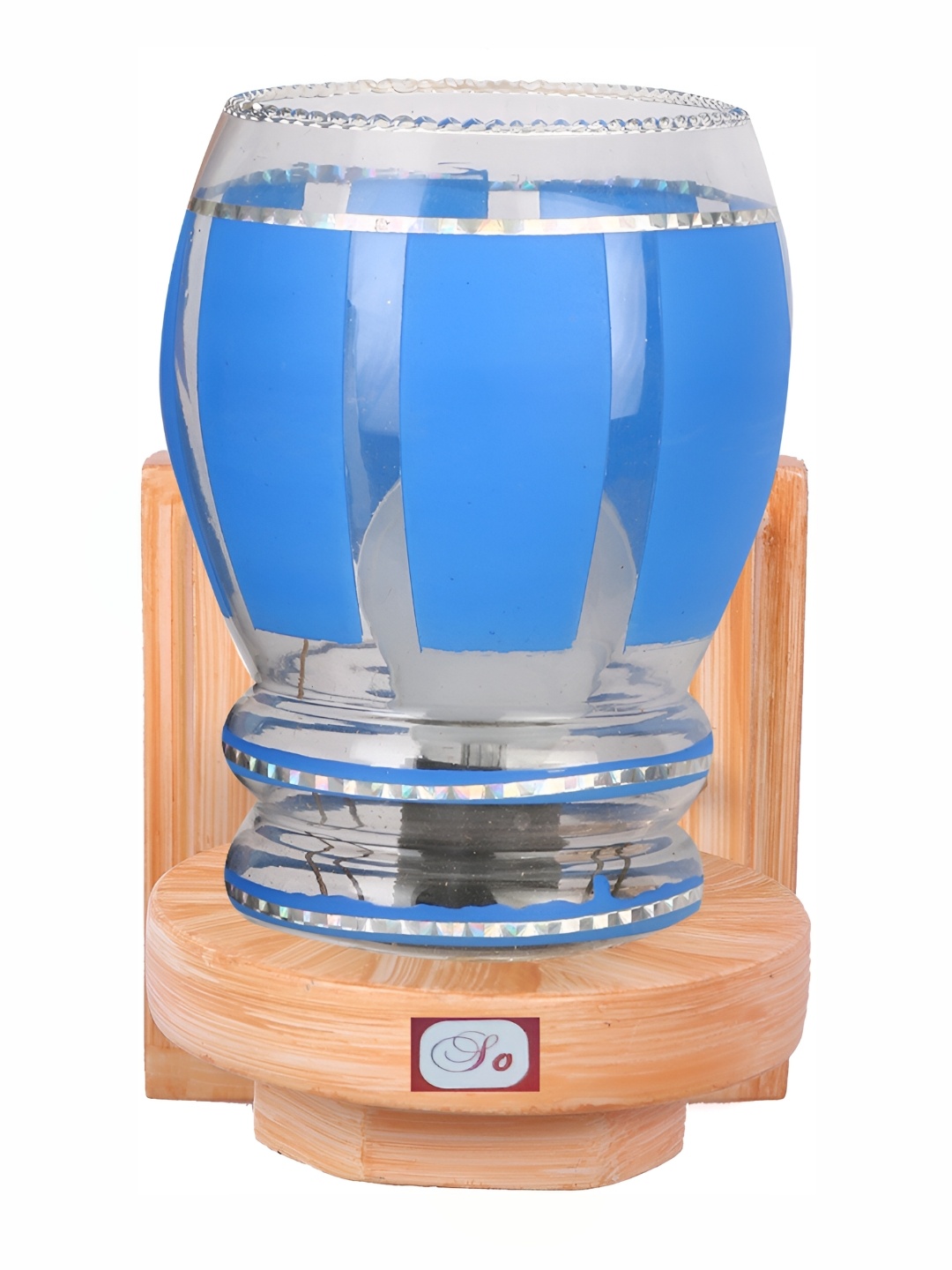 

Afast Transparent & Blue Printed Abstract Shaped Glass Wall Lamp