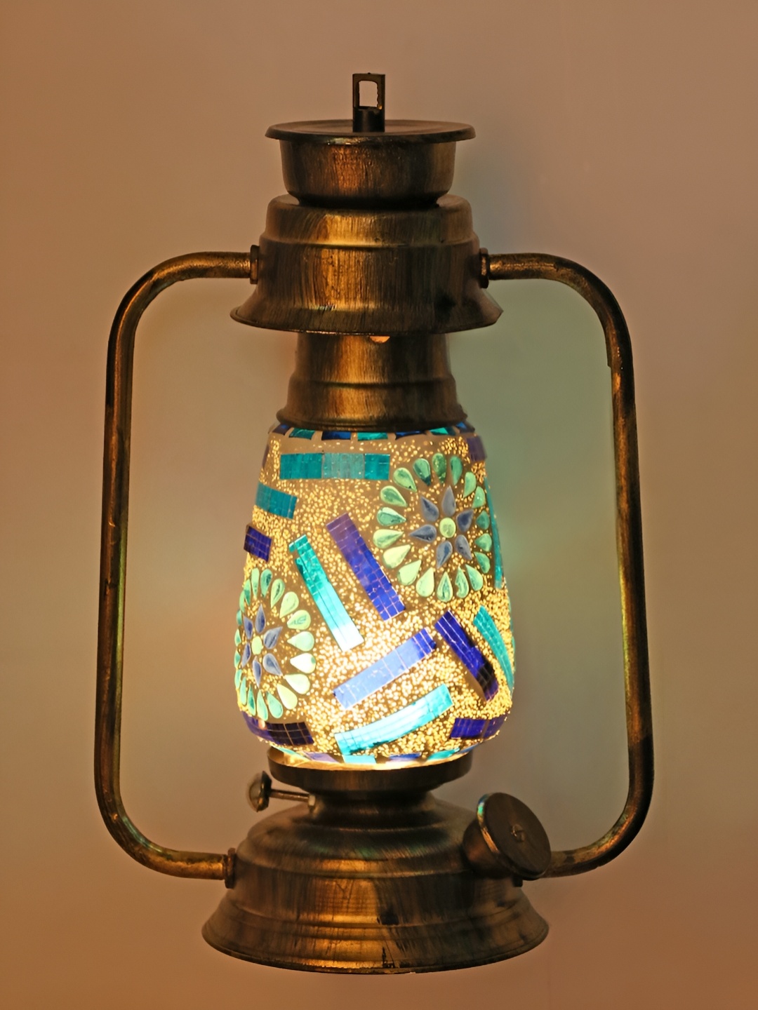 

Afast Blue & Gold Toned Textured Glass Wall Lamp