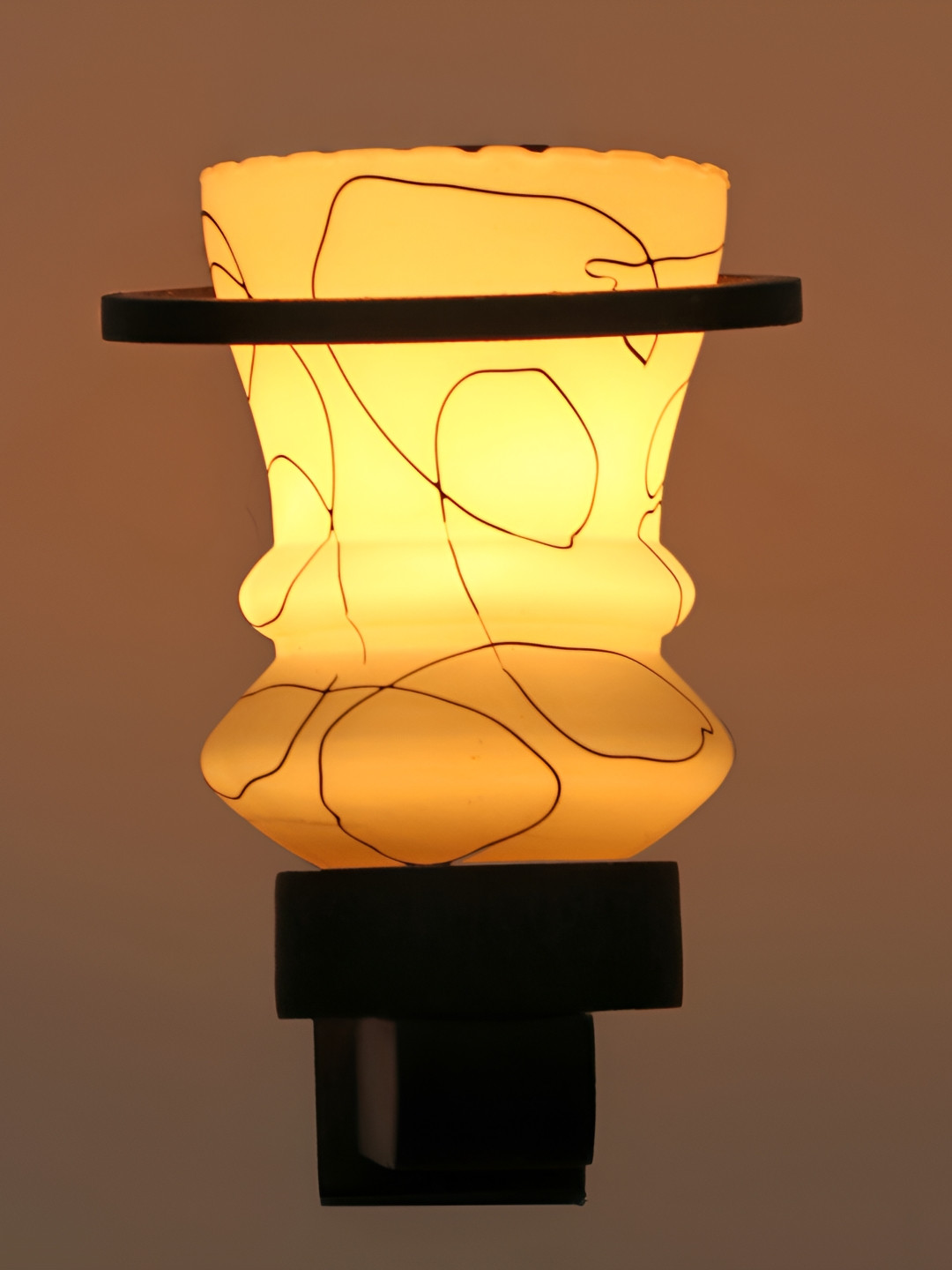

Afast White & Black Printed Abstract Shaped Glass Wall Lamp