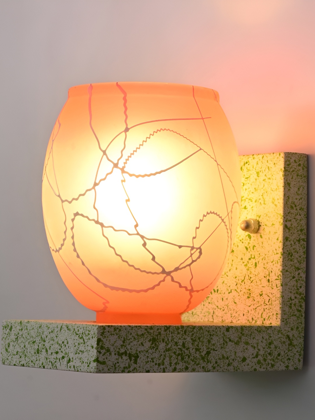 

Afast Orange & Grey Printed Abstract Shaped Glass Wall Lamp